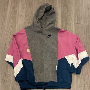 Nike Pink and Blue Colorblock Hoodie